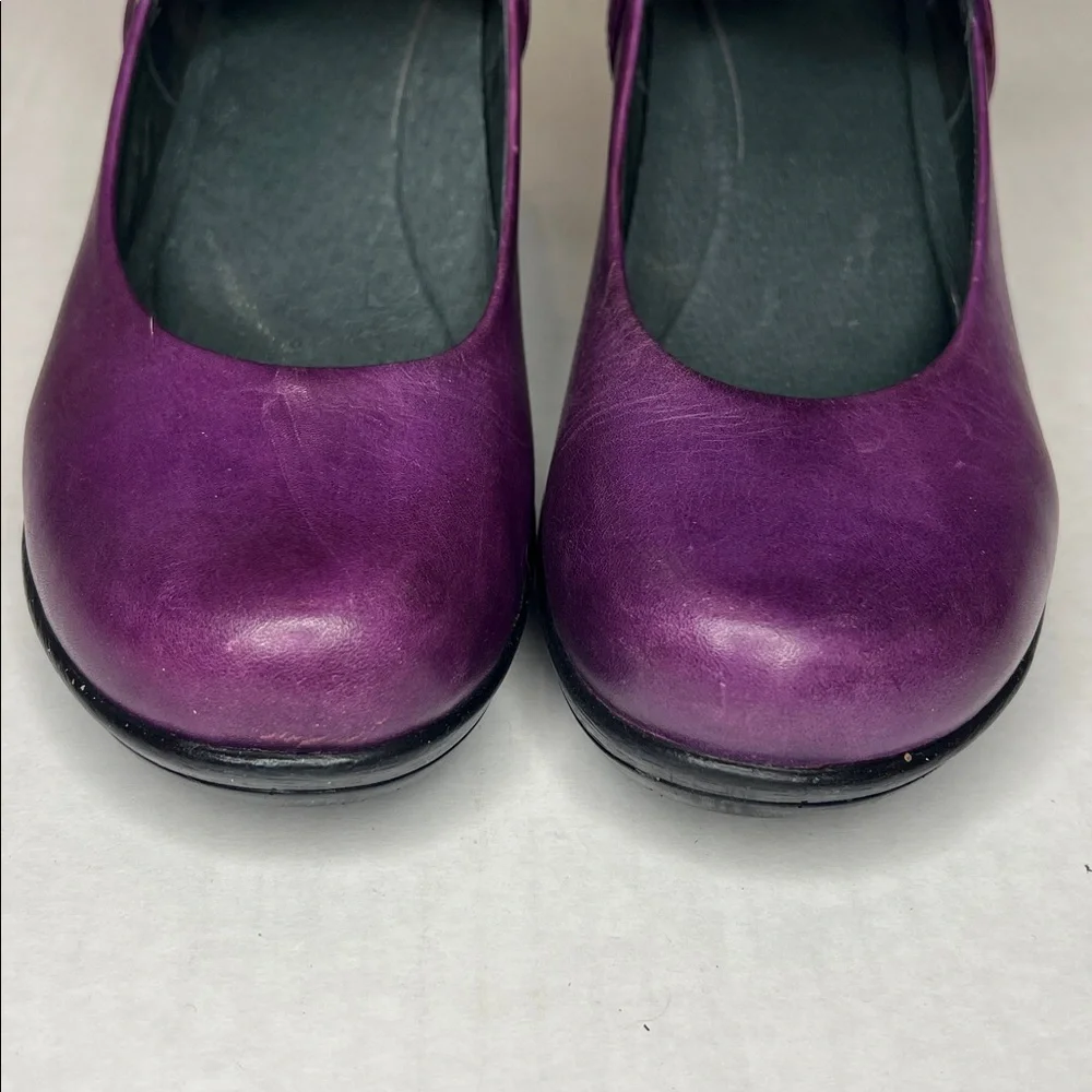 Dansko Rebel Purple Leather Mary Jane Wedge Pump, Ankle Strap, EU 38, US 7.5 -8 - Picture 6 of 11